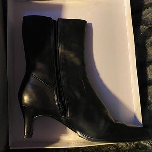 Worthington Black Leather Kitten Heel Boots